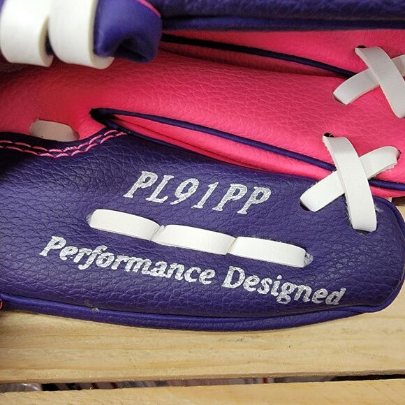 Rawlings Youth Leather Baseball Glove Pink & Purple - Left Hand PL91PP Reg - Picture 5 of 5